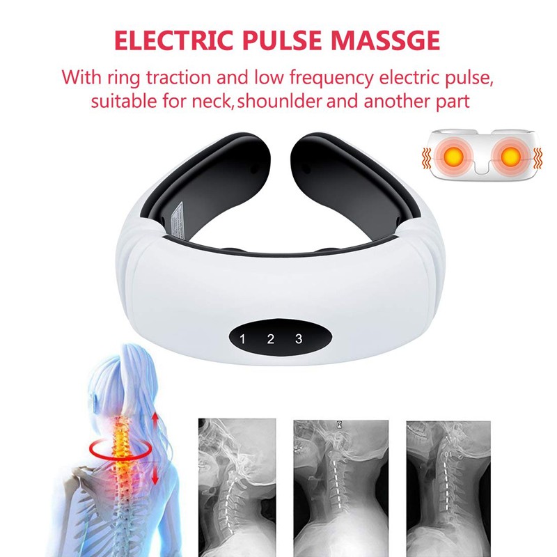 Electric Neck Massager Back Pulse 6 Modes Energy Control Far Infrared Heating Pain Relief Health Care Tool Relaxation Machine