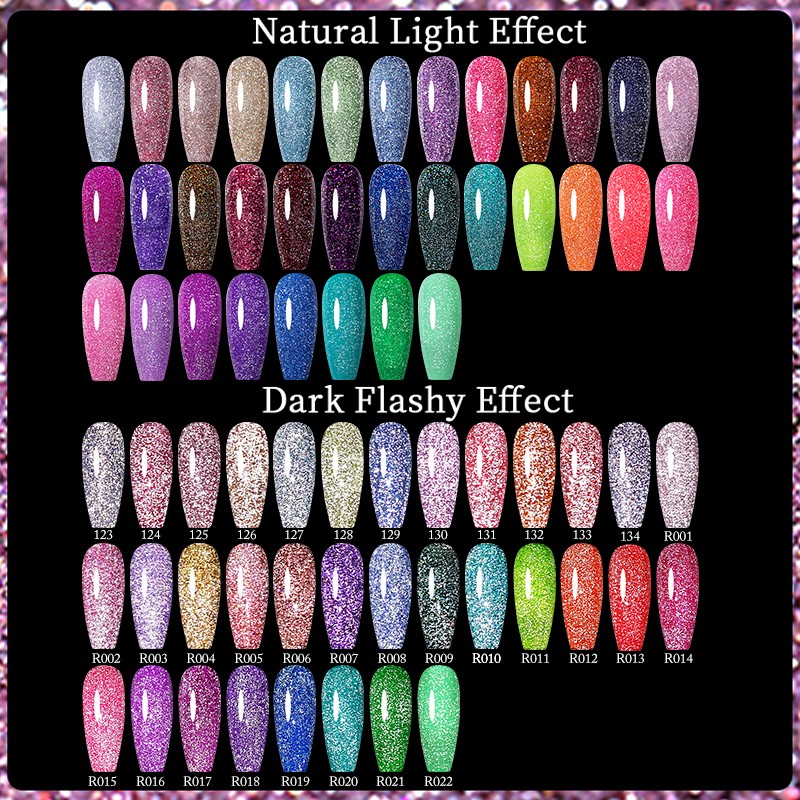 UR Sugar Fluorescent Reflective Gel Holographic Gel Nail Polish Shine Neon Glitter Semi Permanent Soak Off UV LED Nail Gel