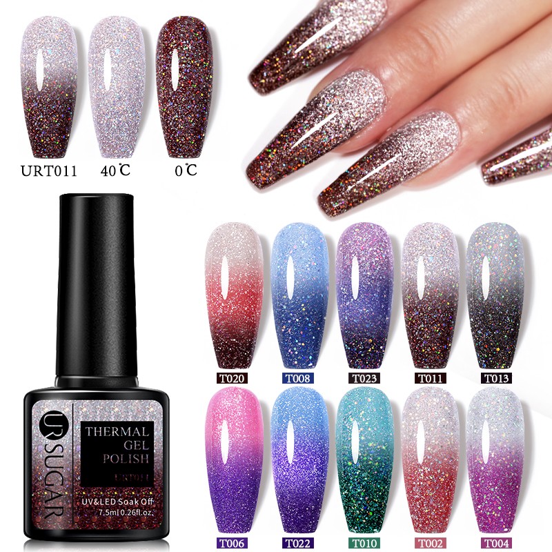 UR SUGAR Thermal Nail Polish Shiny Sequins Effect Color Change Gel Varnish All For Manicure Nails Art UV Semi Permanent Gelak