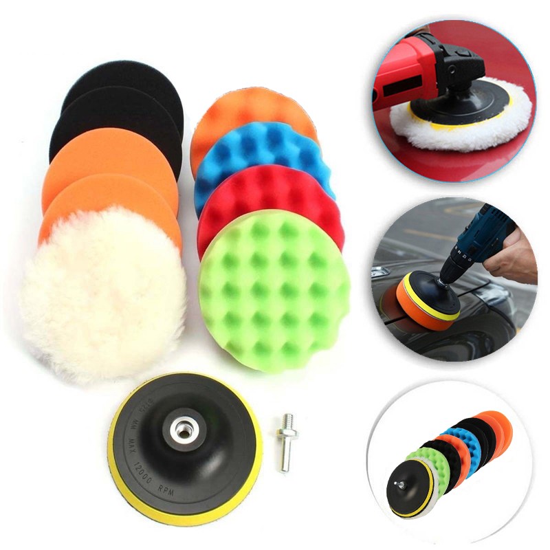 11pcs 3 Inch Buffing Sponge Pad Set Car Polish Er Pads Waxing Car Polish Buffer Drill Adapter Polishing Wheel Removes Scratches