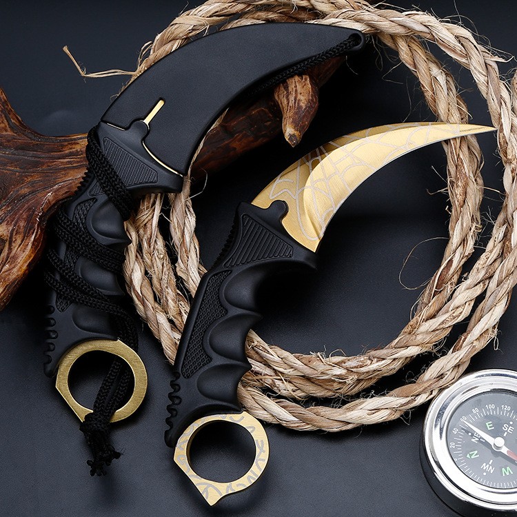 ريال مكافحة سترايك Karambit سكين شفرة مثبتة Lore غمد النمر الأسنان قوس قزح أدوات تكتيكية لحفظ الحياة أداة الصيد السكاكين