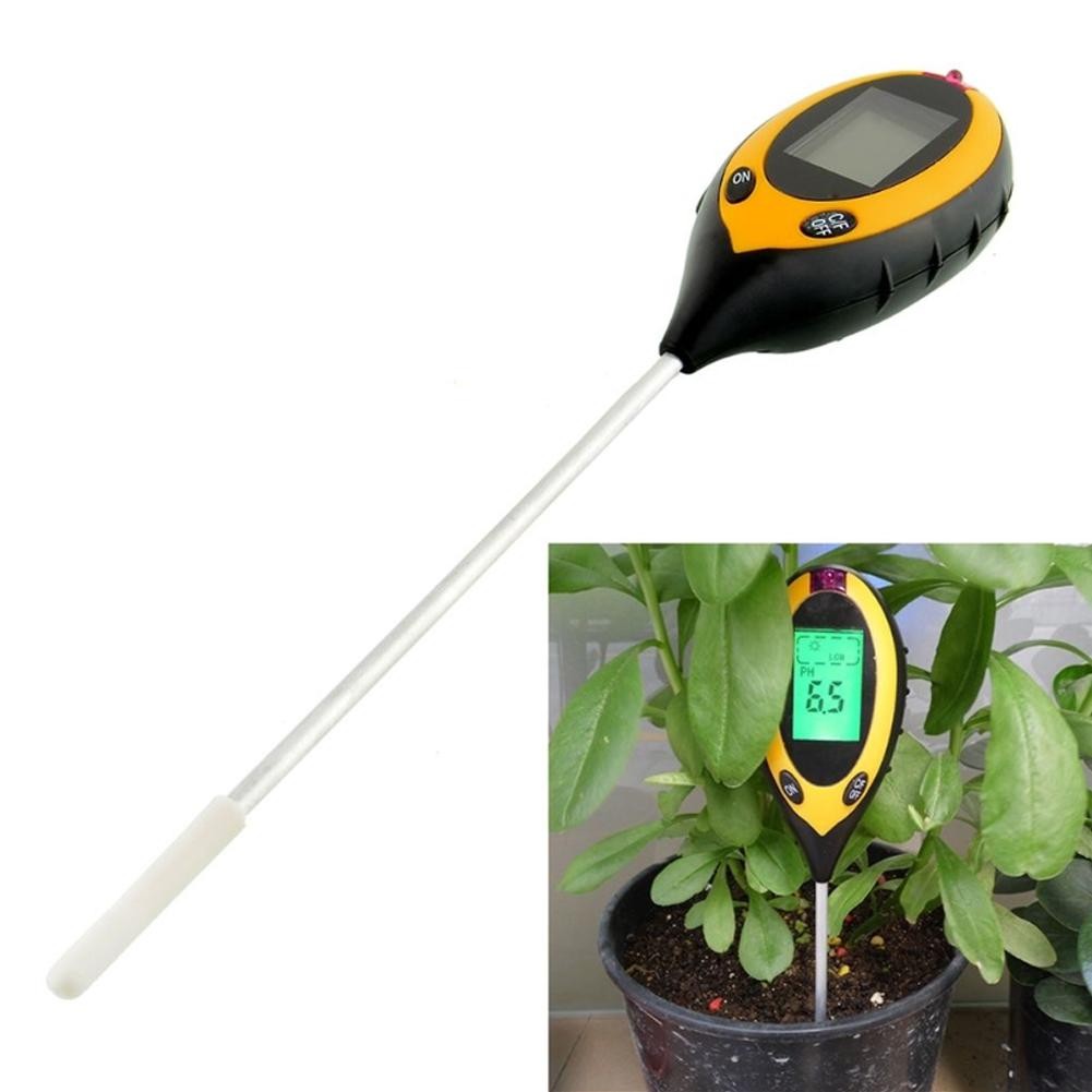 Professional 4 in 1 PH Meter Soil Tester Moisture Monitor Sunshine Temperature Tester Acidity Alkalinity Test Tool for Garden Plant