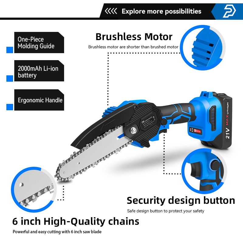 PRO PSBS2102 منشار كهربائي بدون فرشاة 21 فولت منشار تشذيب محمول 6 بوصة منشار صغير قاطع خشب النجارة أدوات كهربائية بواسطة PROSTORMER