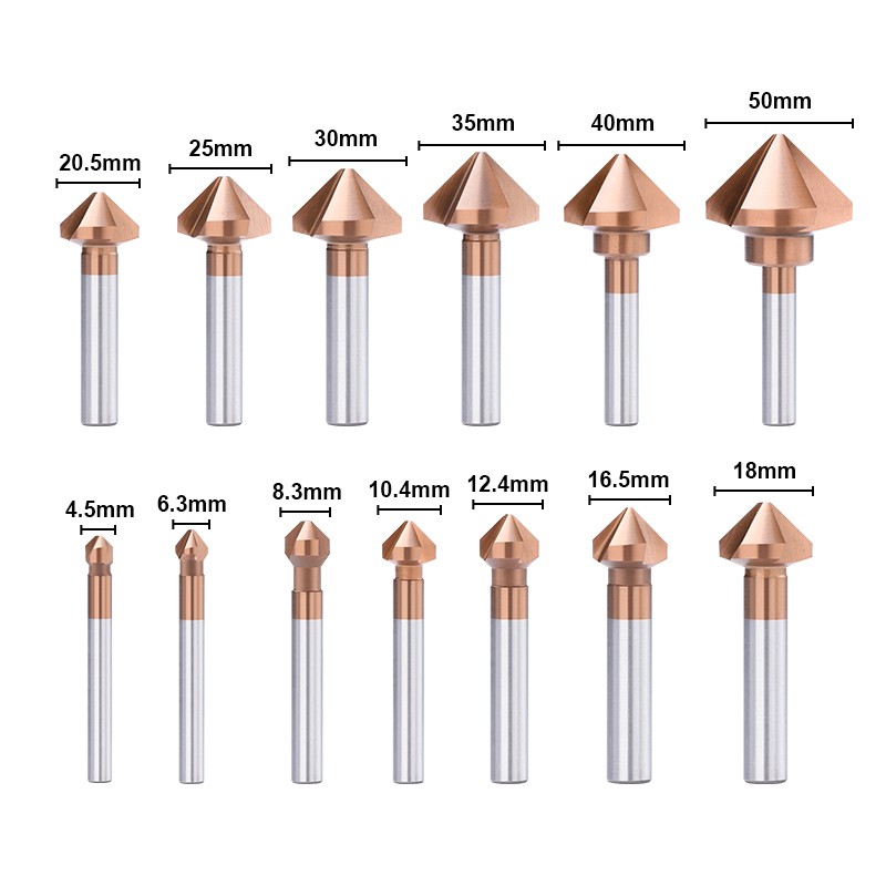 XCAN 3 Flute Chamfer Cutter 90 Degees 4.5-50mm HSS 6542 Drill Bit Drill Bit Wood Metal Hole Drill Tool Metal Cutter