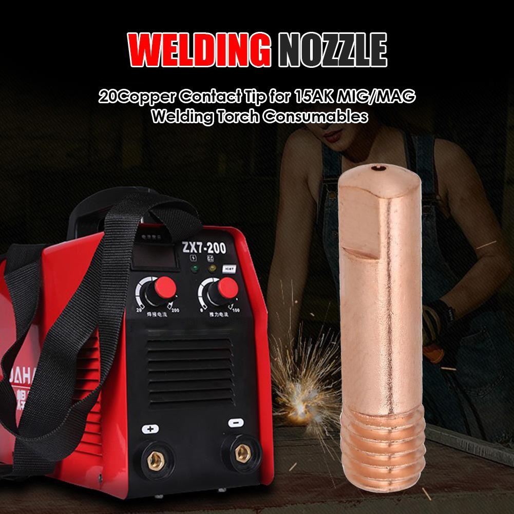 20pcs/set Welding Torch Nozzle Pipe Welding Machine Welding 0.8/1.0/1.2mm Nozzle Contact Tip for MIG Mag Welding Torch Nozzle Gas Diffuser