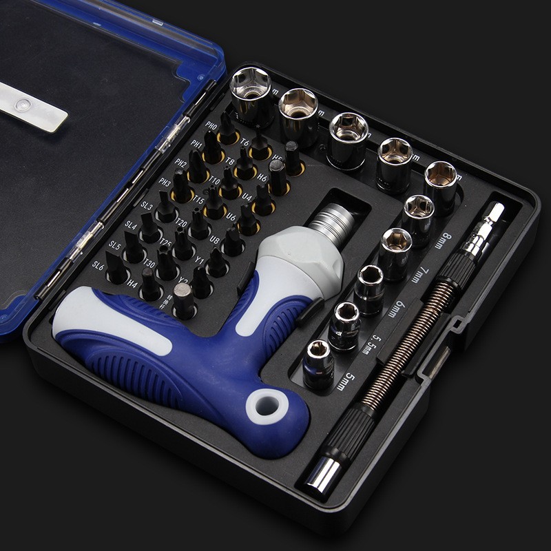 GOWKE Screwdriver 38 in 1 Ratchet Screwdriver Set Multifunction Computer Disassembly Screwdriver Chrome Vanadium Steel Tools