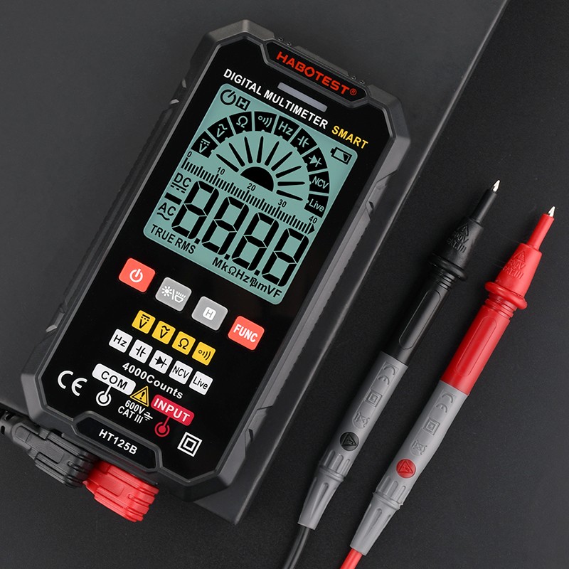 HABOTEST DMM HT125 Digital Multimeter Professional Automatic Intelligent Capacitance Ohm Dual Wired Continuity AC DC 600V