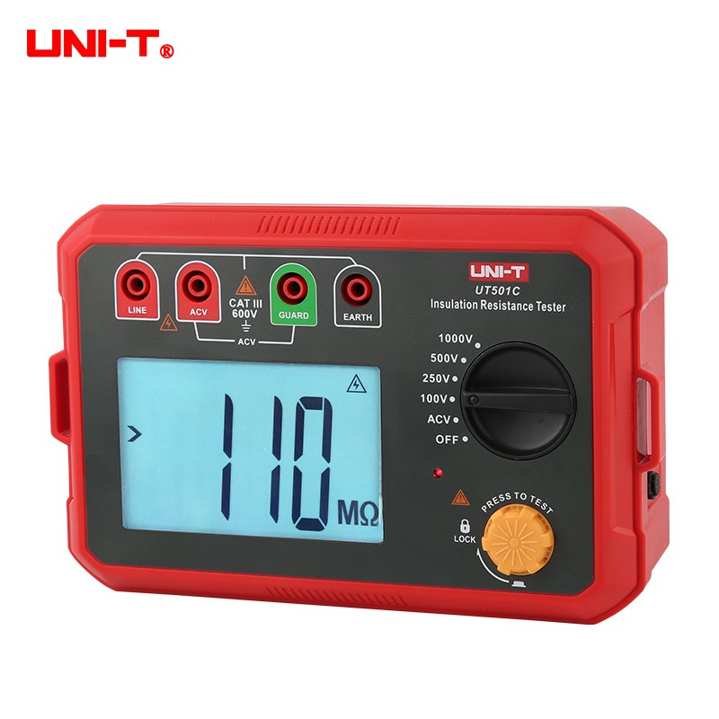 Uni-T Insulation Resistance Tester UT501C 100V 250V 500V 1000V Digital Megohmmeter 5GΩ High Voltage Motor Cable Ohm Megommeter