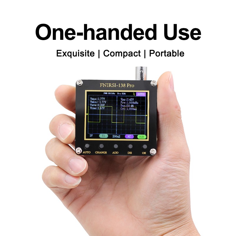 FNIRSI-138 Pro Handheld Digital Oscilloscope 2.5MSa/s 200KHz Analog Bandwidth Support Auto, 80Khz PWM and Firmware Update