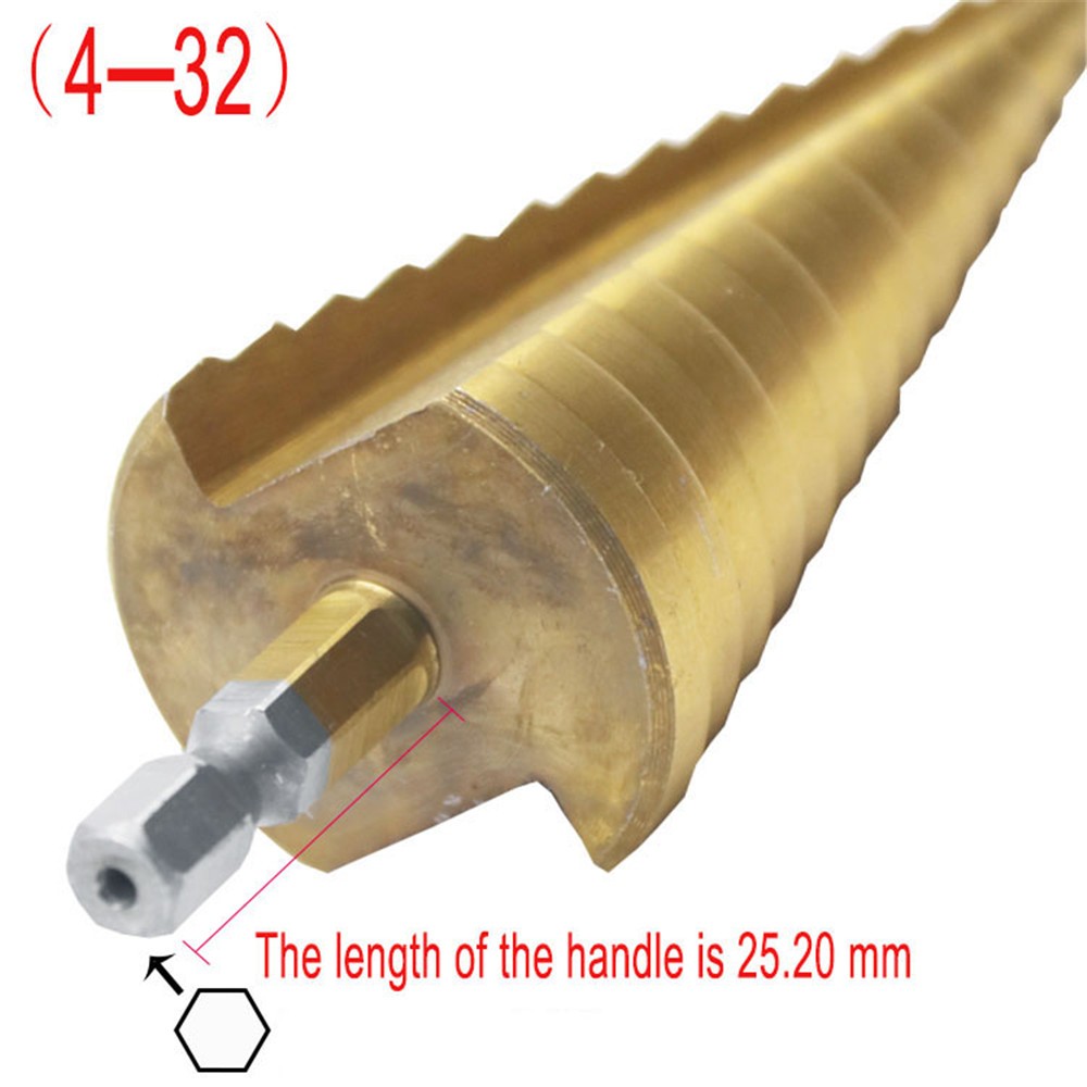 1pc 4-32mm HSS Titanium Coated Step Drill Bit Drill Power Tools Metal High Speed ​​Steel Wood Hole Cutter Step Cone Drill