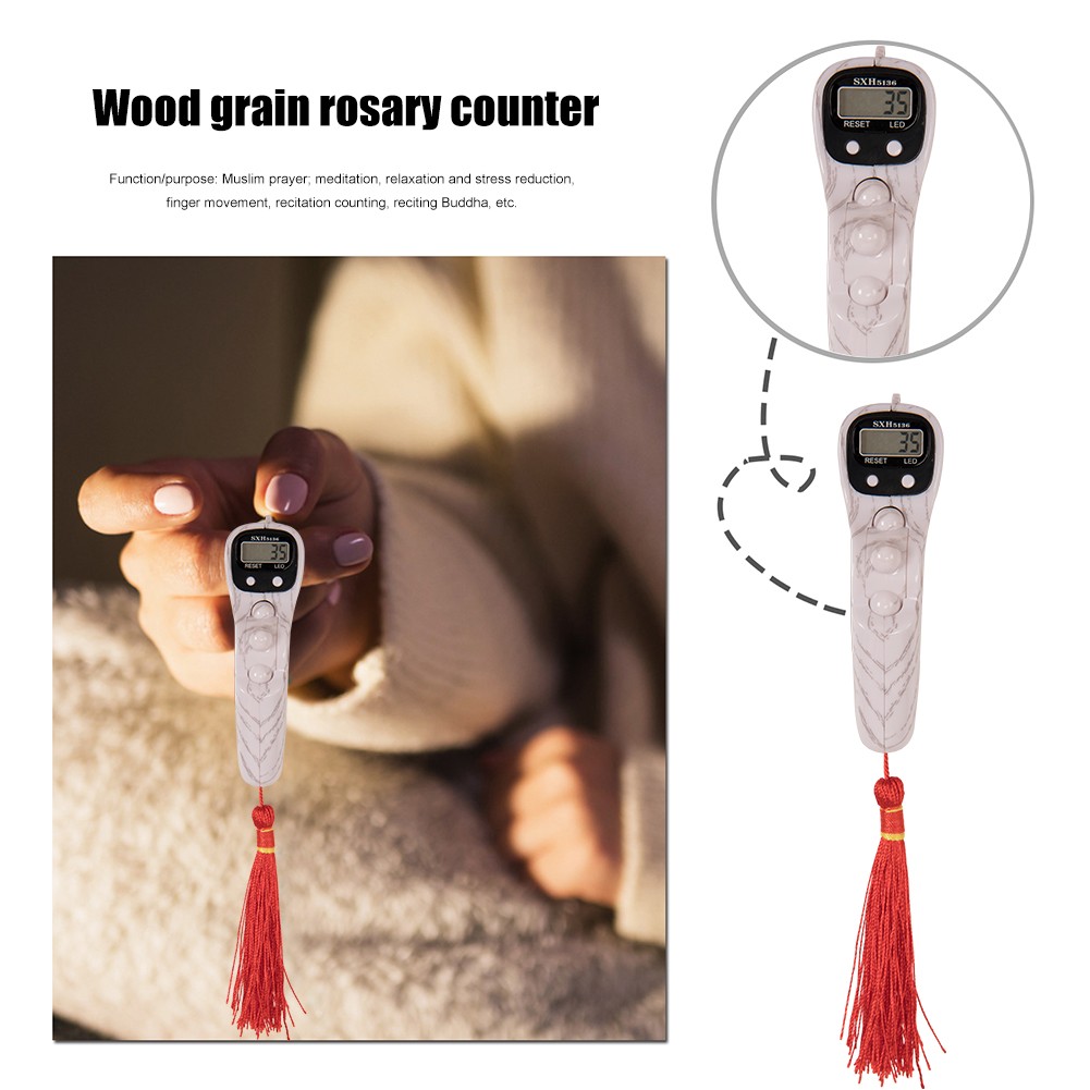 LCD Digital Letter Rosary Beads Record Counter Tassel Finger Game Game Portable Handheld Tassel for Meditation Muslim Prayer