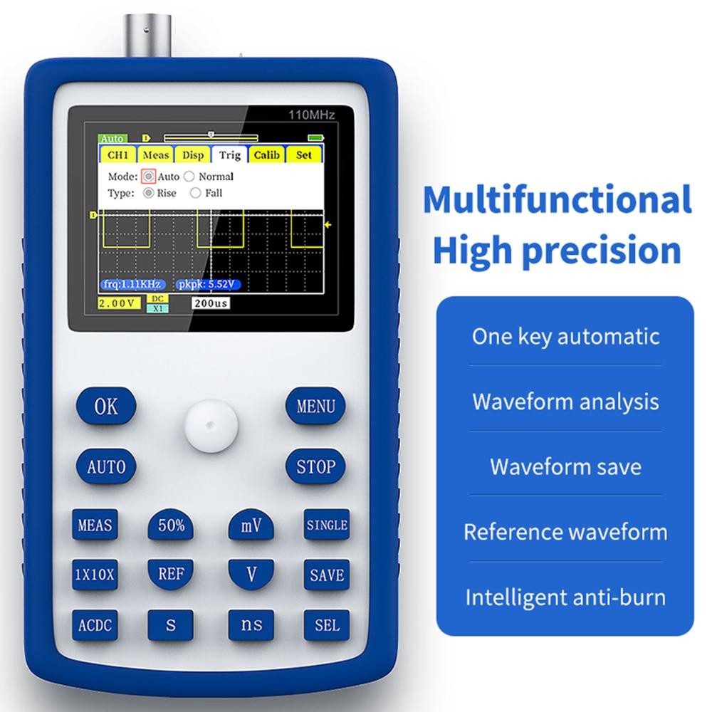 FNIRSI-1C15 Professional Digital Oscilloscope 500 Giant Samples/sec Sampling Rate 110MHz Bandwidth Analog Support Waveform Storage