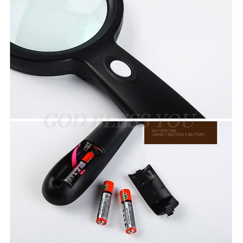 Lighted Magnifying Glass-10X Hand Held Large Magnifying Reading Glasses with 12 LED Luminous Light for Seniors, Repair, Coins