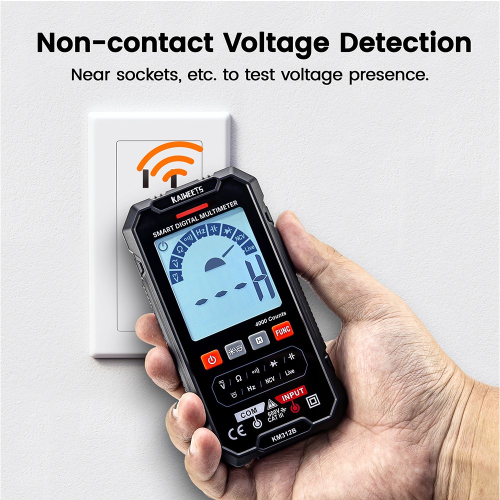 KAIWEETS KM312B Digital Multimeter 600V Capacitance Meter Ohm Hz Multimeter Tester RMS DC DC DMM