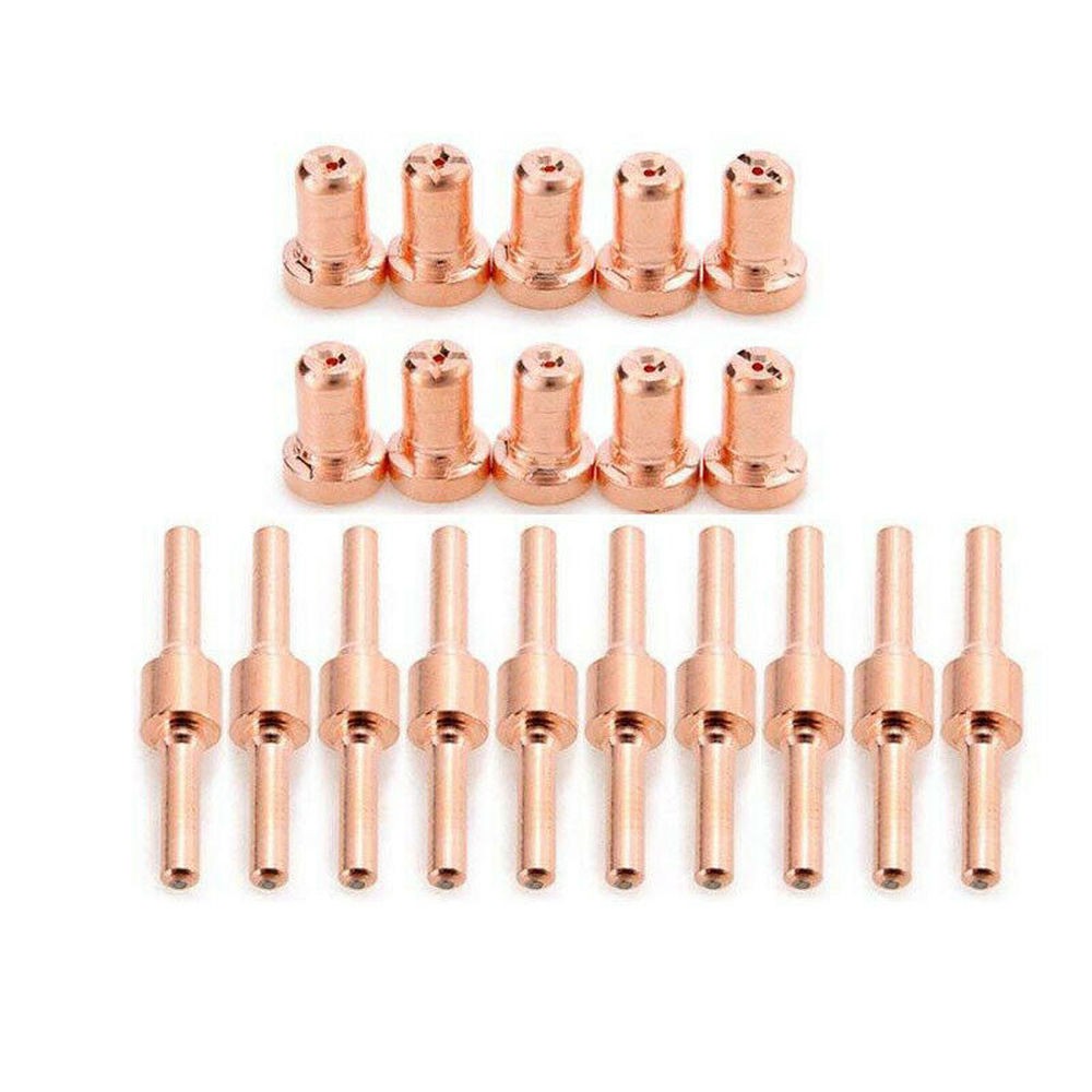 20/40/60pcs Red Copper Consumables Extension Long Tip Electrodes and Long Nozzles for PT31 LG40 40A Air Plasma Cutter