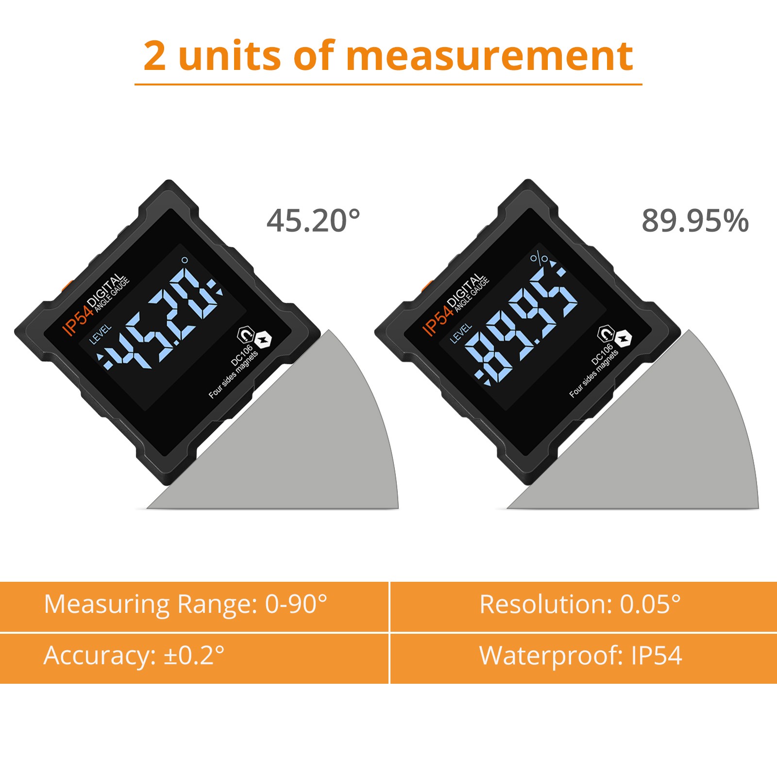 Newtech Box Level Digital Angle Protractor Level Finder Bevel Gauge Clinometer With Backlight Based Magnetic Waterproof