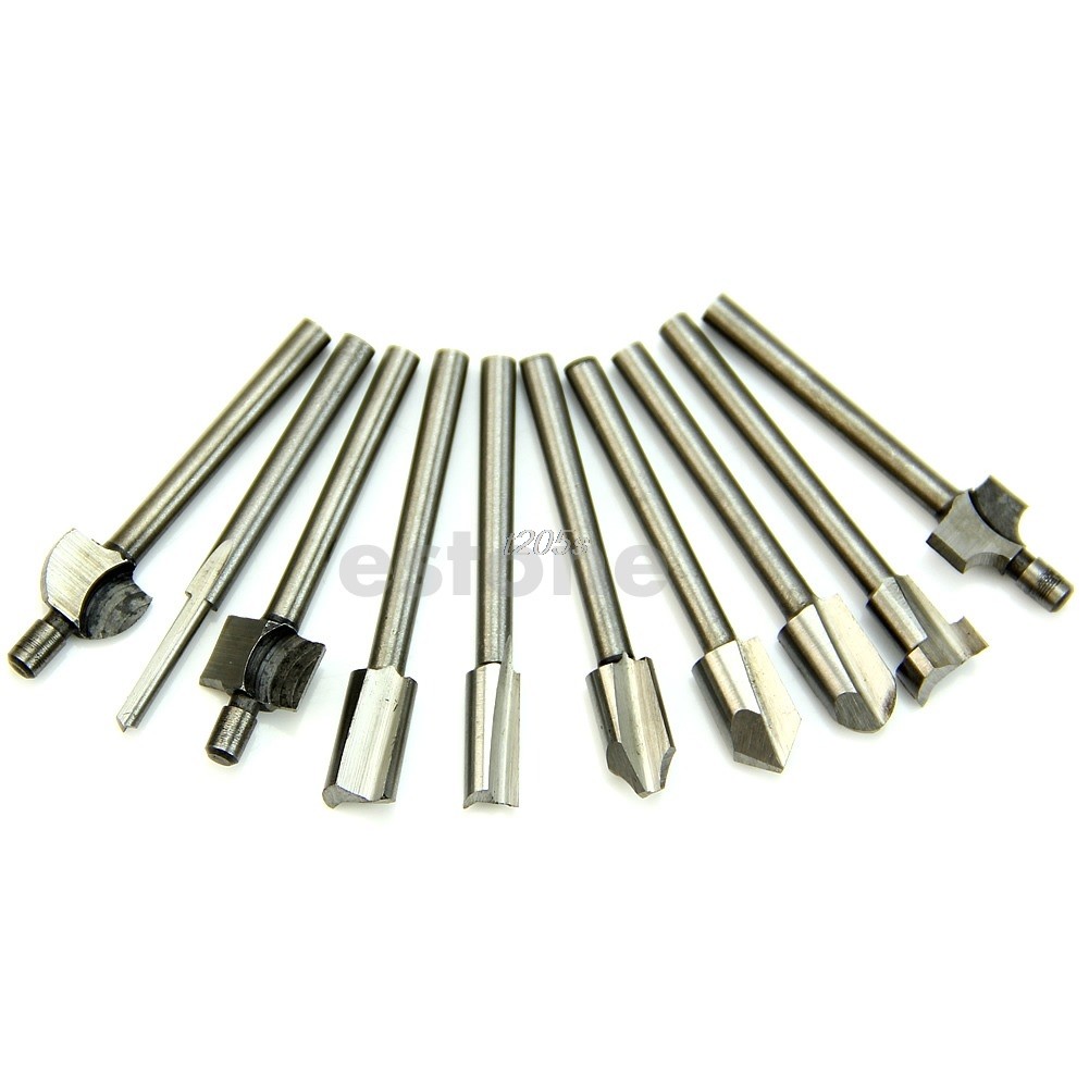 HSS Router Bits Wood Cutter Milling Fits Dremel Rotary Tool Set 10pcs 1/8" 3mm Q17 Dropship