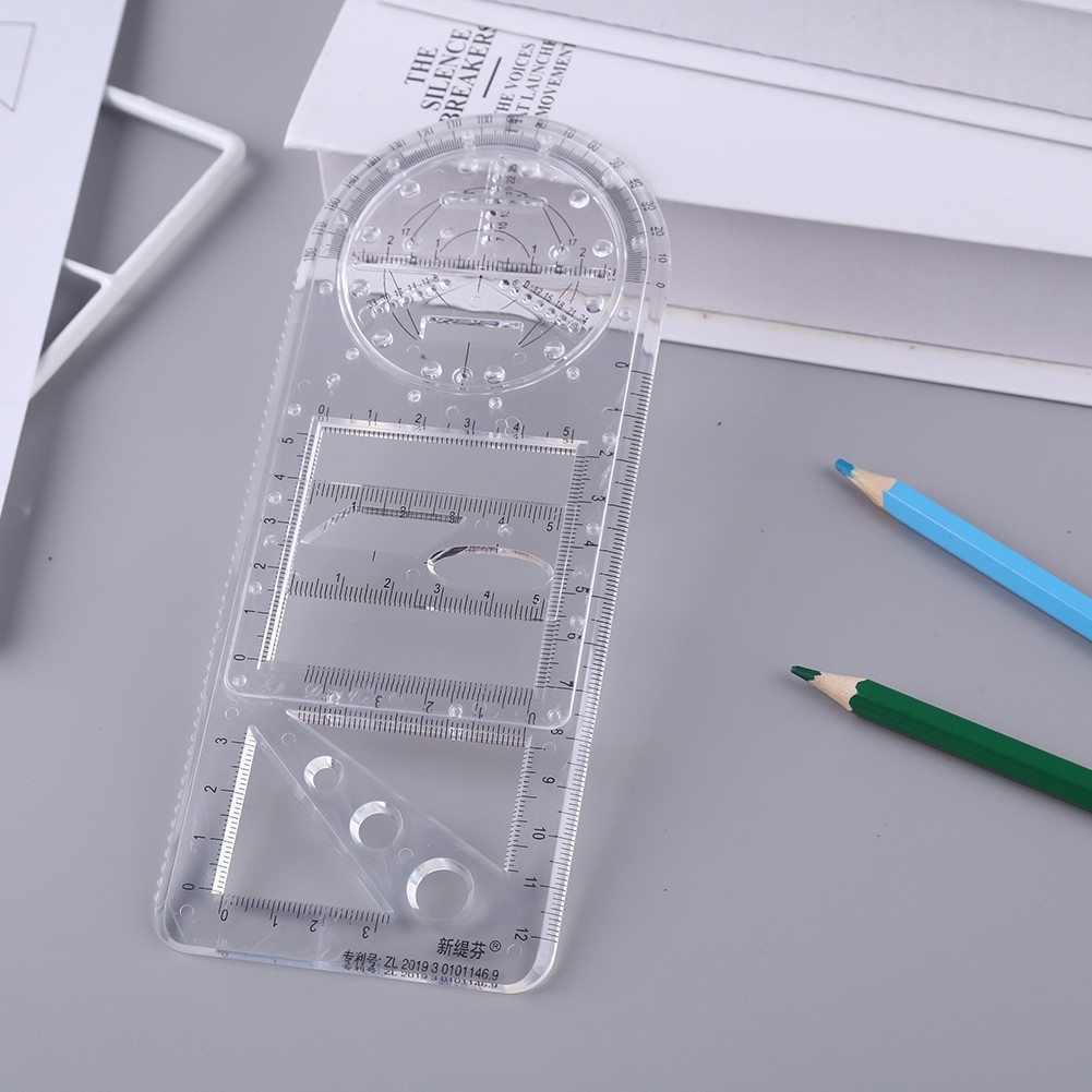 Multifunctional Geometric Ruler Geometric Drawing Template Rotate Measuring Tool for School Office линееека Templates