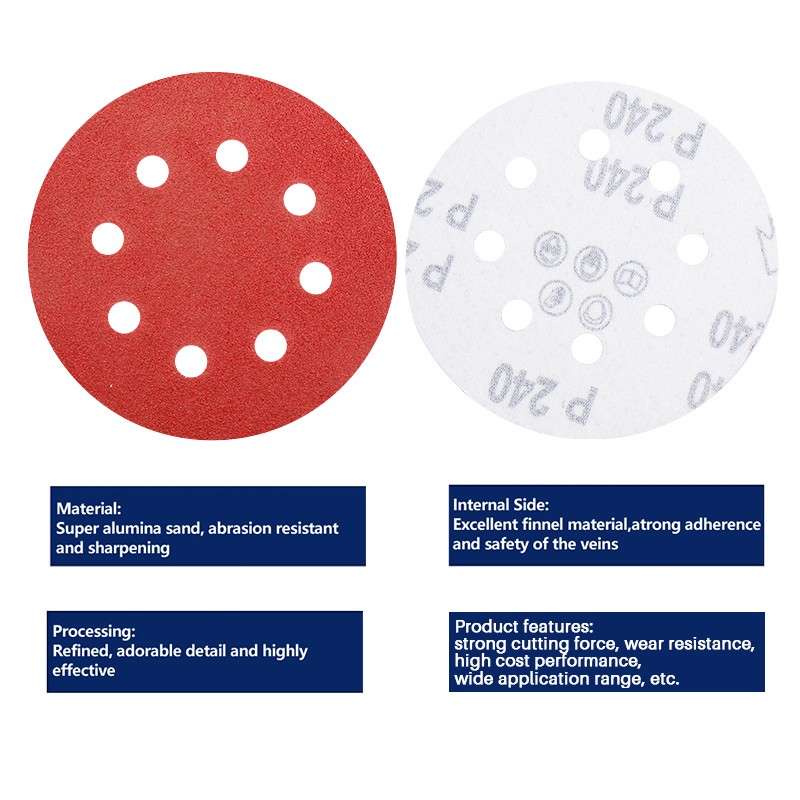 XCAN الرملي أقراص 5 بوصة (125 مللي متر) شكل دائري التلميع ورقة 80-3000 حصى 8 حفرة ساندر لوحة تلميع ورق سنفرة كاشط