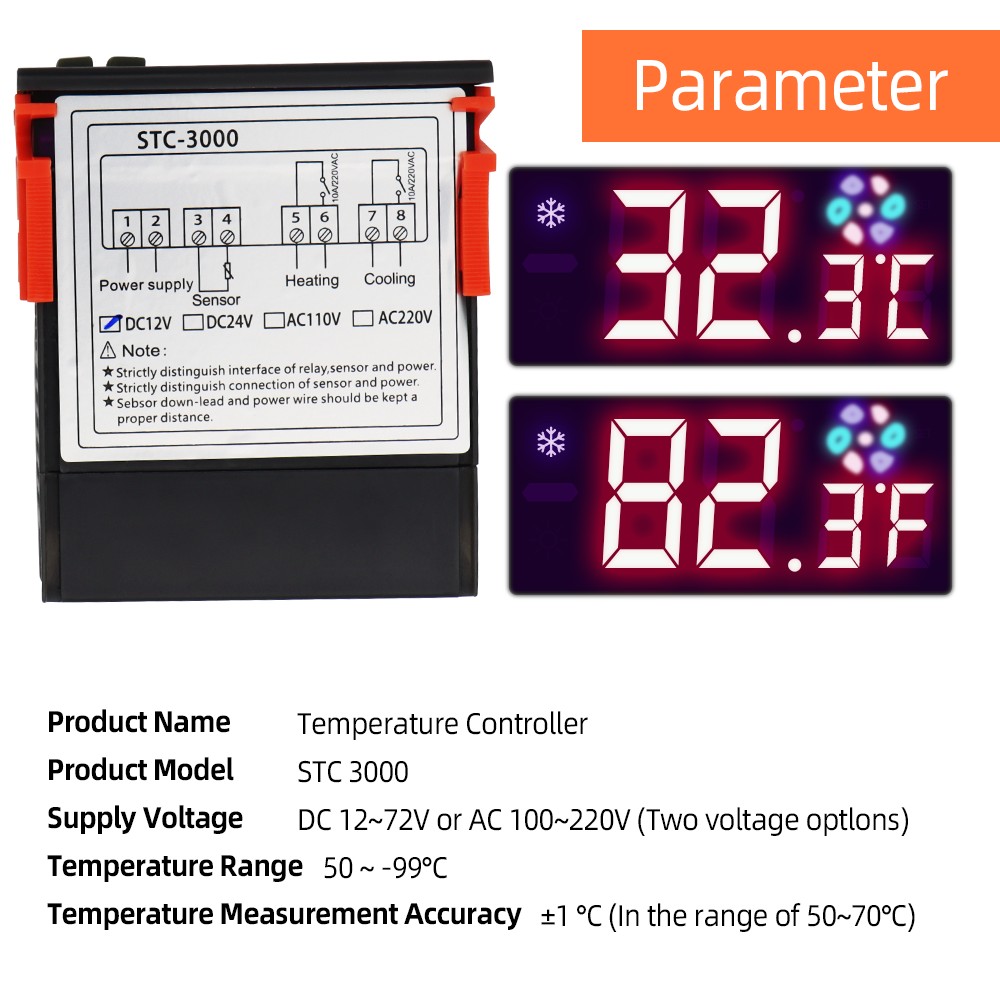 STC-3000 digital temperature controller thermostat thermostat temperature sensor relay heating cooling incubator 40% off