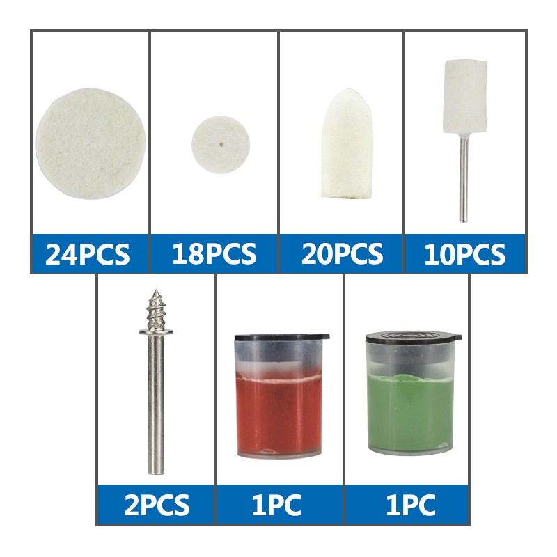 XCAN-عجلة تلميع صوف ، 76 قطعة ، عجلة تلميع لباد ناعمة ، ملحقات مختلطة لأداة Dremel الدوارة