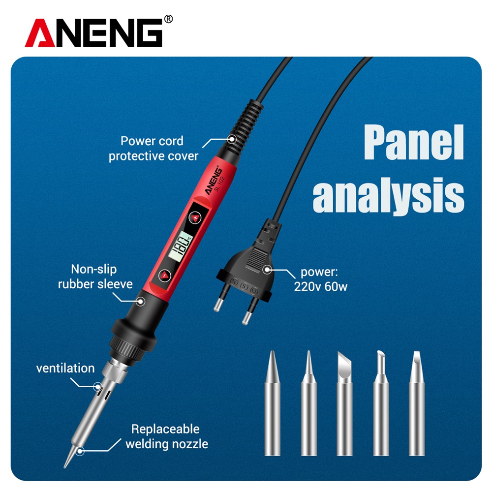 ANENG SL102 Electric Soldering Iron US/EU Plug Adjustable Temperature 220V Digital Display Portable Electric Soldering Tool