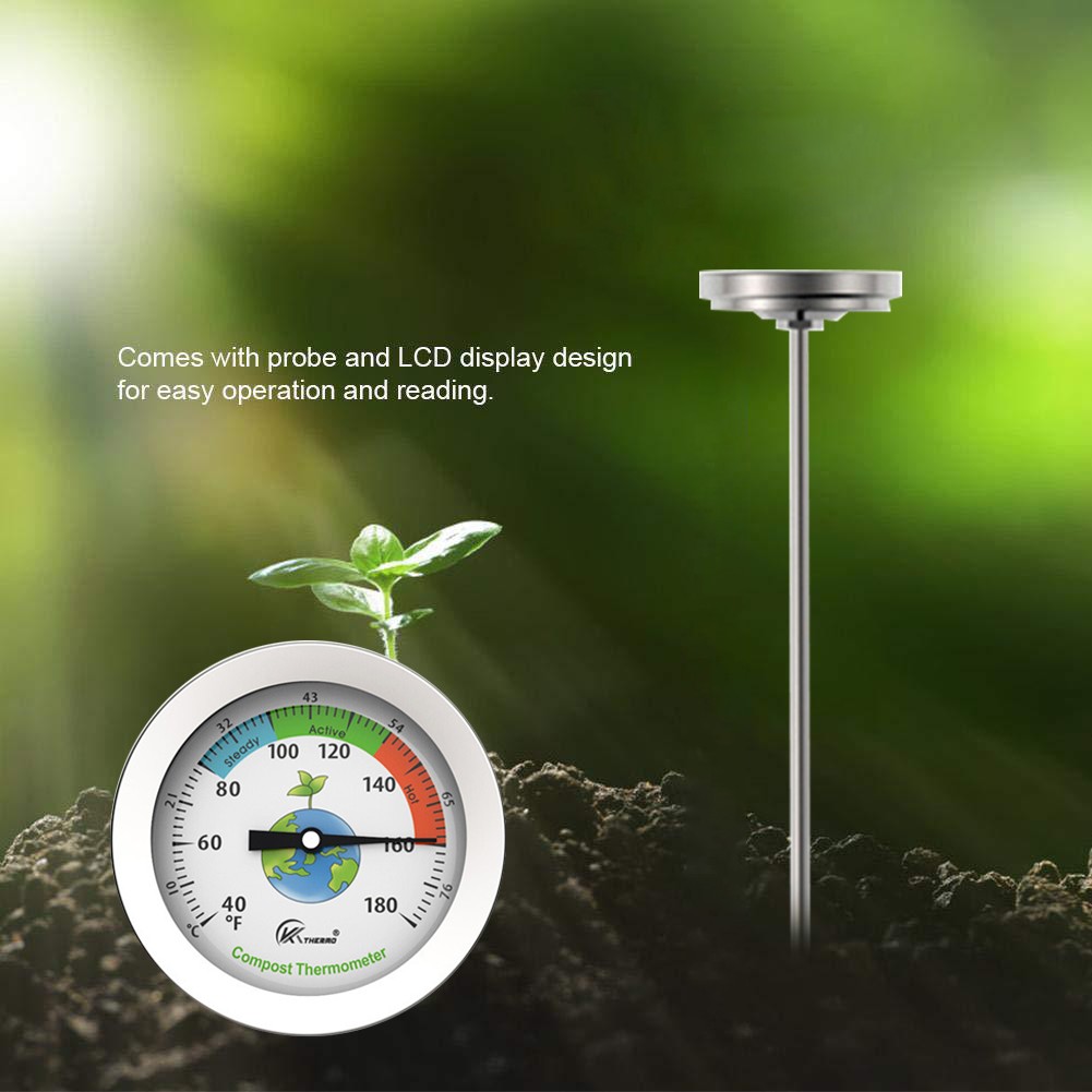 50cm Compost Soil Thermometer Probe Temperature Measurement Tester Meter Plant Thermometer Temperature Monitoring Garden Tool