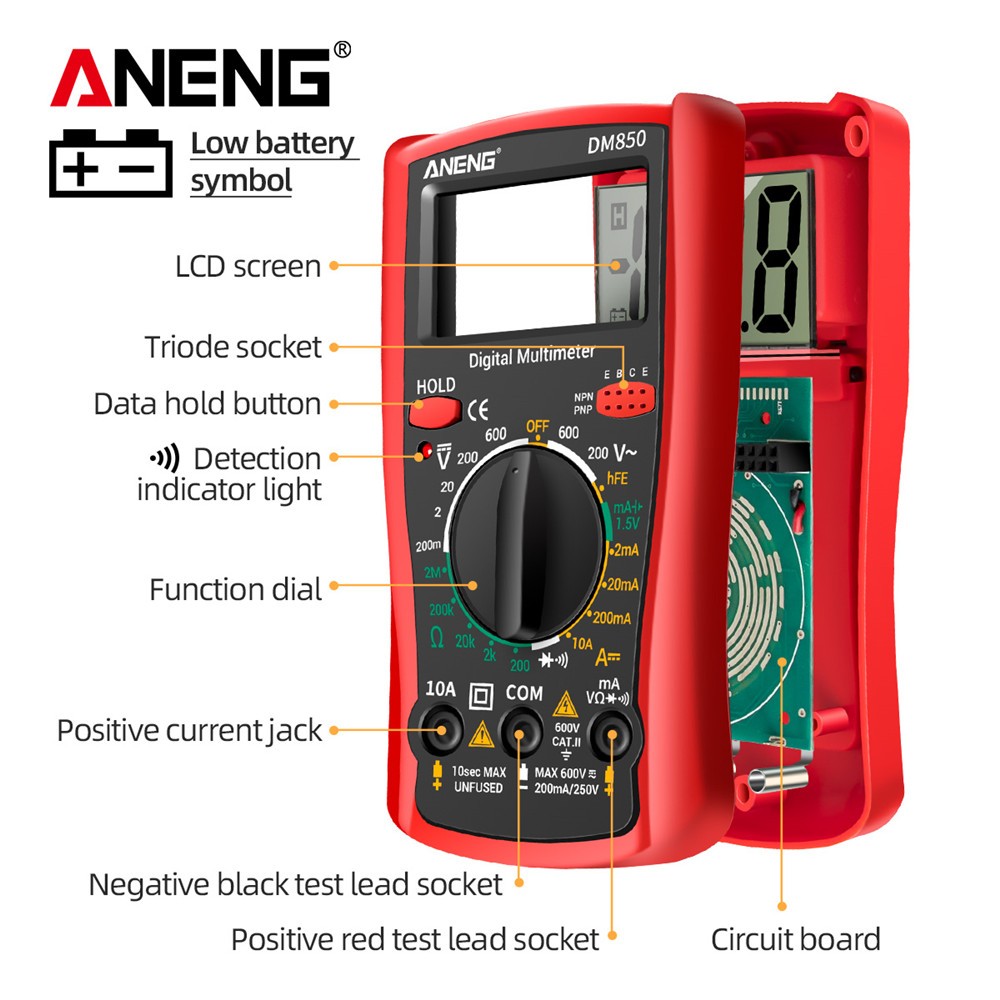 ANENG DM850 Digital Multimeter 1999 Multimeter Professional Automatic AC/DC Electricity Ammeter Meter Current Detector Tool