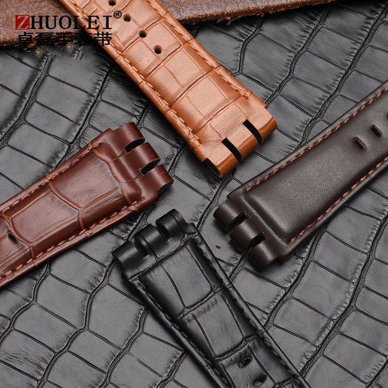 For swatch watchband 23mm New High Quality Mens Soft Waterproof Genuine Leather Watchband Straps Black Brown Cowhide Bracelet