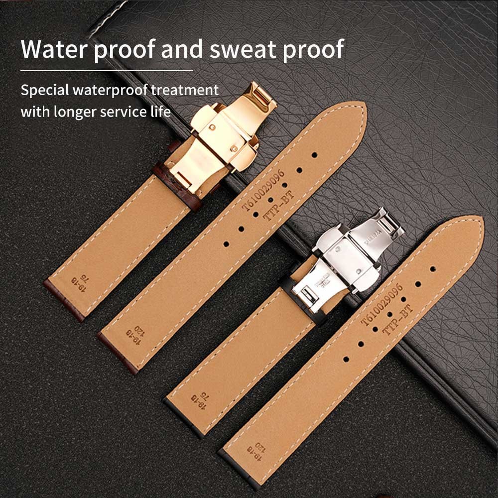 19mm 20mm 21mm 22mm Genuine Leather Watch Band For Tissot T035 Lilock T063 T41 Curved End Handmade Watch Strap Butterfly Buckle