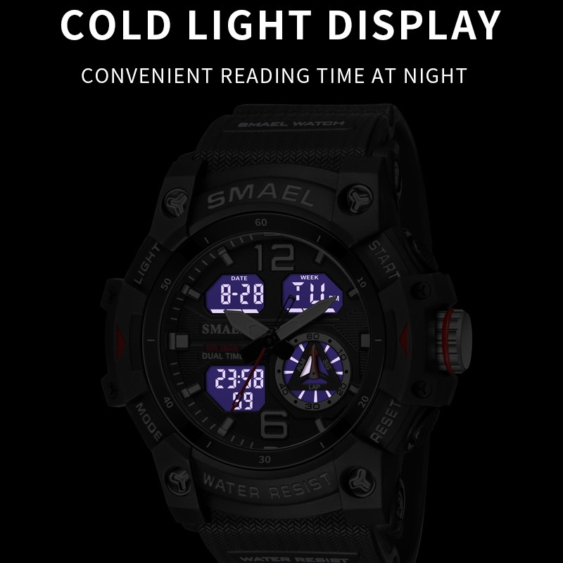 SMAEL 2022 New Men's Watches Dual Time Military Watches 50M Waterproof Men 8007 Shock Resistant Sport Watches Wtach Gifts