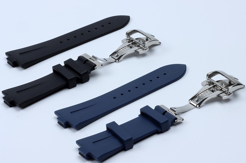 Quality 25mm-9mm Black Blue Soft Rubber Silicone Watches Band for Vacheron Constantin Strap VC Watchband Wristband Folding Buckle