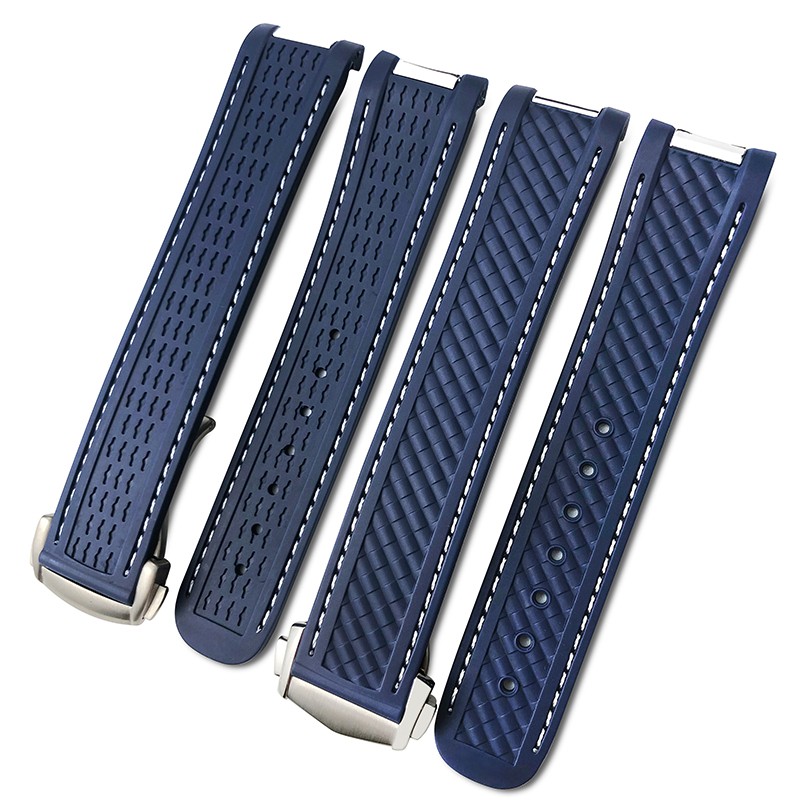 20mm Rubber Silicone Watch Strap Fit For Omega Seamaster 300 AT150 Aqua Terra Ultra Light 8900 Steel Buckle Watchband Bracelets