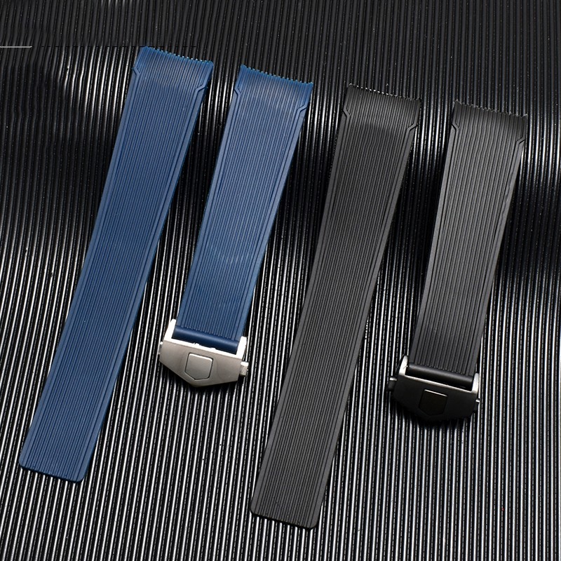 Rubber Watchband for Mark WAY201A/WAY211A 300 | 500 wrist strap 21mm 22mm arc end black blue watch band with folding buckle