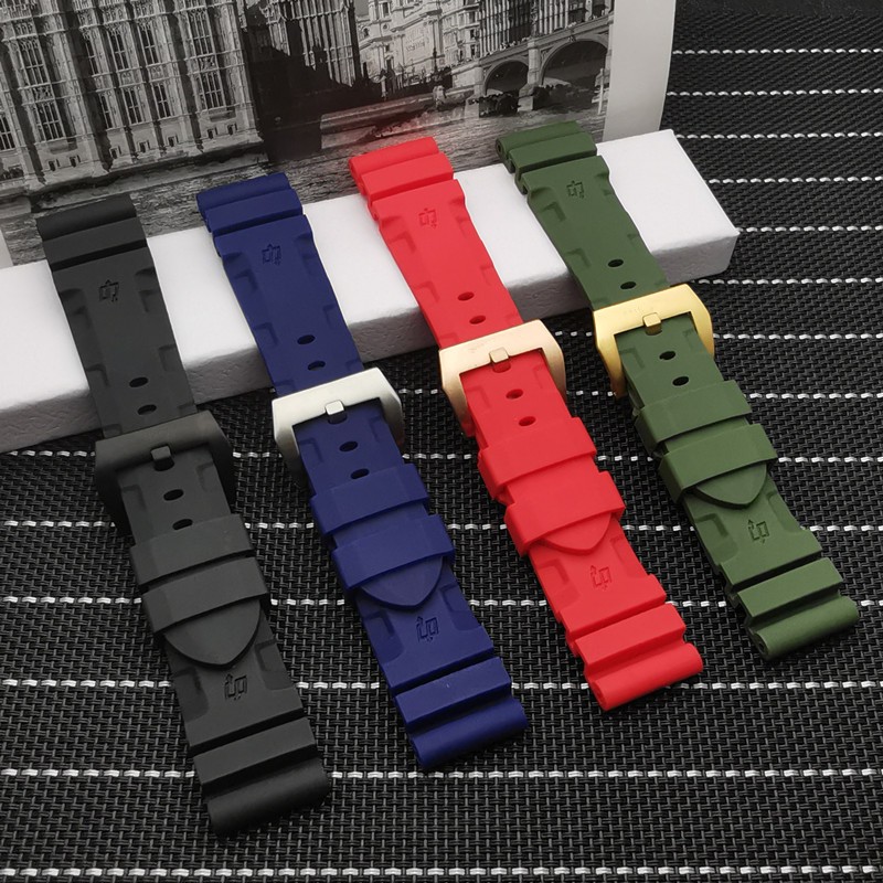 24mm 26mm Waterproof Silicone Rubber Watchband Replacement for Panerai Strap for Panerai Submersible Radiomir Sport Rubber Strap