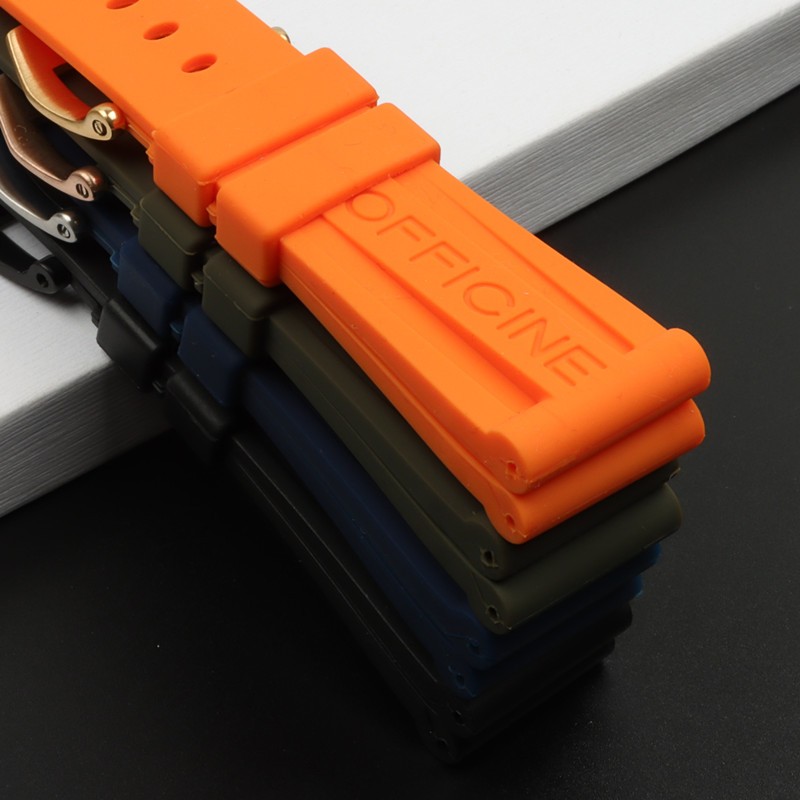 26mm Black Blue Orange Green Silicone Rubber Watchband Replacement for Panerai Strap Pin Buckle Waterproof Watch Accessories