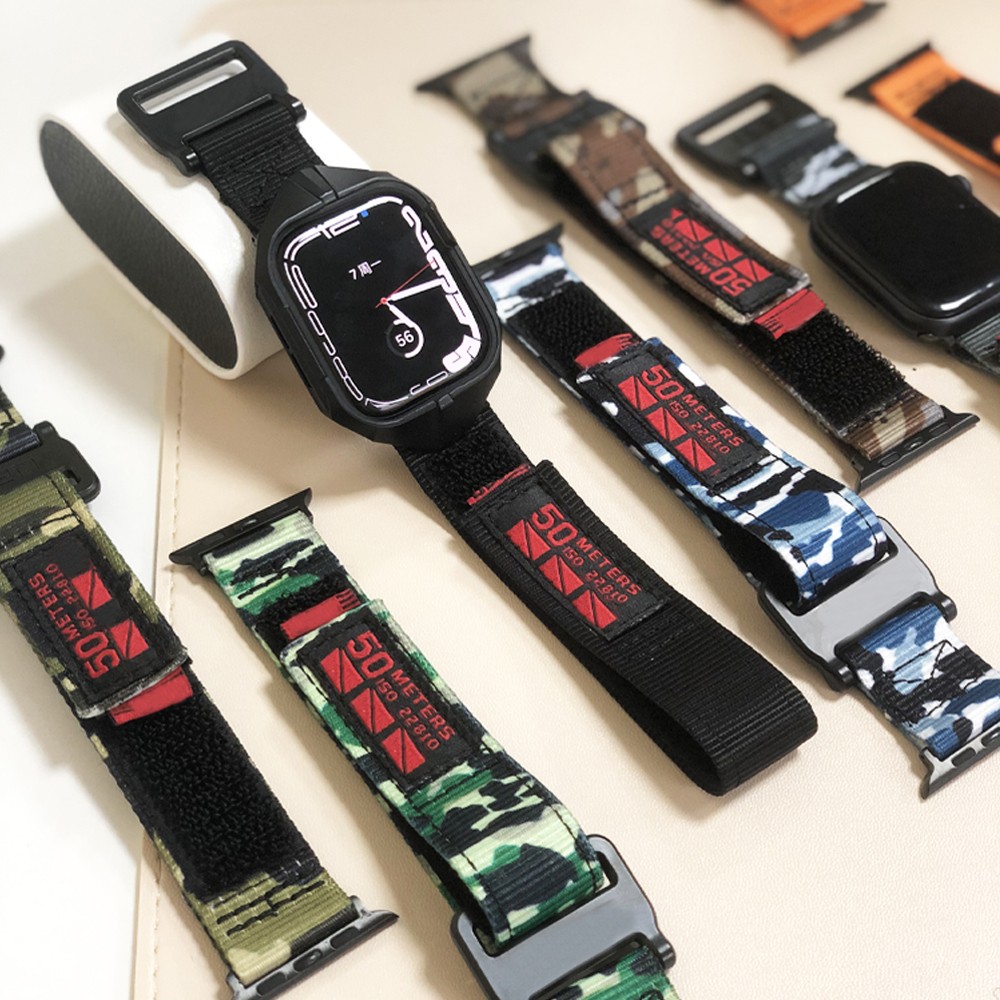 النايلون الرياضة حزام (استيك) ساعة ل Iwatch 7 41 45 مللي متر 5 6 2 3 38 مللي متر 42 مللي متر سوار حلقة حزام ل أبل ووتش 4 40 44 مللي متر Watchbands Wristbelt