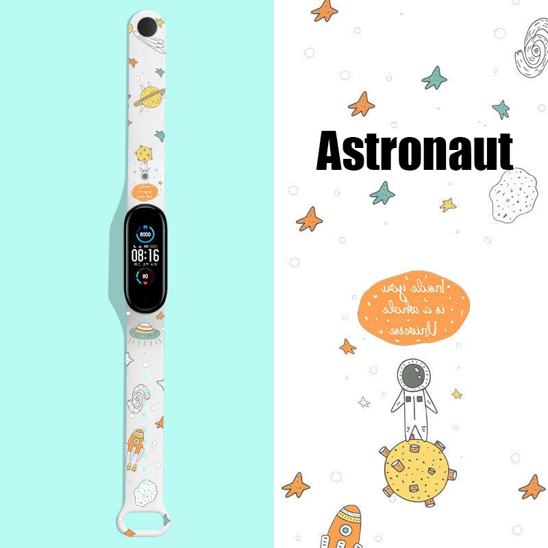 Suitable for Mi band 4/5/6 wristband 3 nfc version strap cartoon cute Akita astronaut printing silicone sports watch wristband