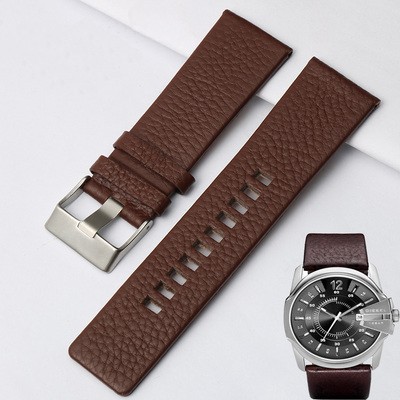 Diesel Watch Band Leather Replacement 26mm 27mm For DZ73 Series Watch Strap Wrist Band Black Brown Watch Belts