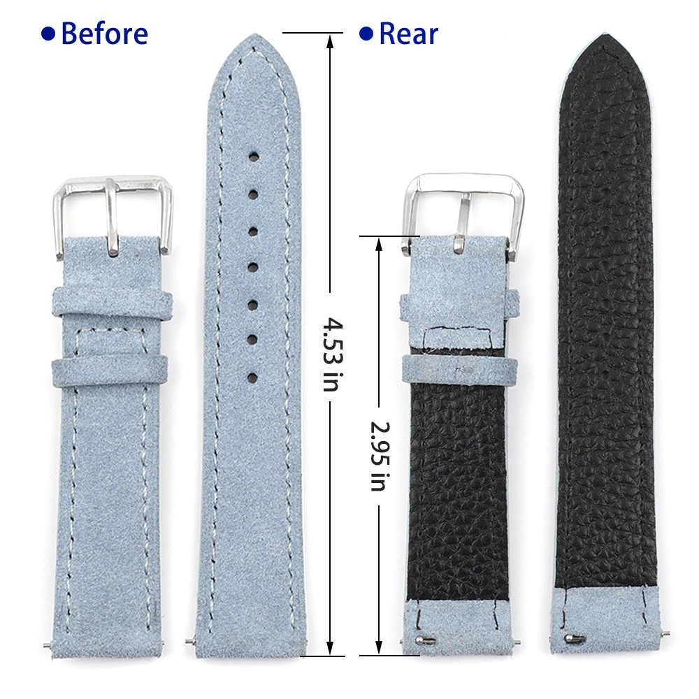 Soft Suede Leather Watch Band 18mm 19mm 20mm 22mm 24mm Blue Watch Straps Stainless Steel Buckle Watch Accessories