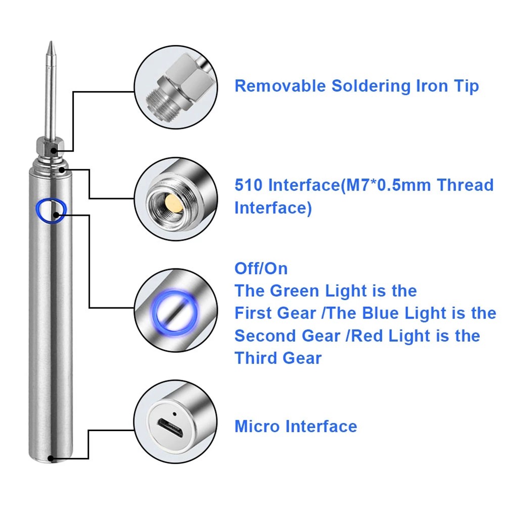 USB 5V 8W Wireless Soldering Iron Pen Set with Led Pointer Repair Soldering Iron Tool USB Rechargeable Electric Soldering Iron