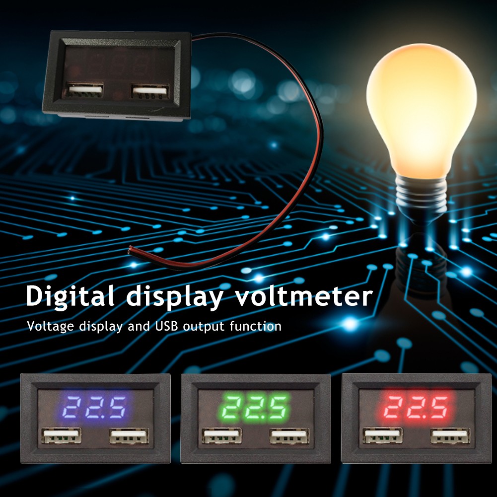 DC 5V2A Voltmeter Ammeter Blue Red Dual LED Display Amp Dual Digital Volt Meter Gauge 8-40V Voltmeter Voltage Meter