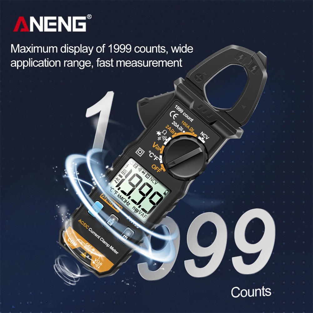 ANENG PN100 Clamp Meter 1mA Precision Small Digital AC/DC Decoder Multicurrent Resistance Frequency Tester Meter