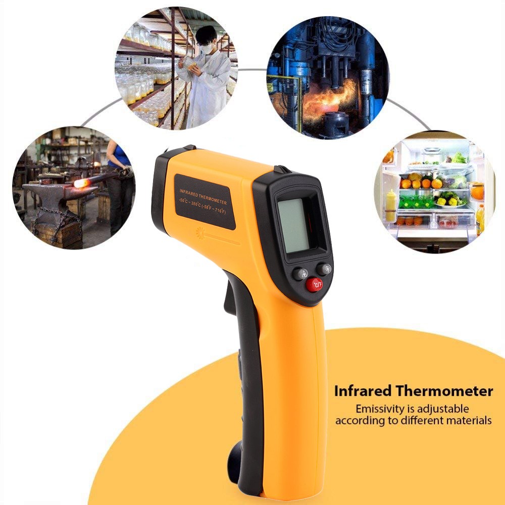 Digital Infrared Thermometer Non-Contact Thermometer Thermometer LCD Display Infrared Laser Point Gun -50~380°