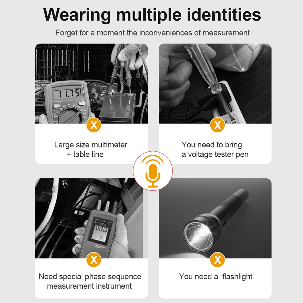 Handheld Multimeter With Backlight AC DC Voltage Meter Sensor Tester With Audio Broadcast Resistance Diode Tester