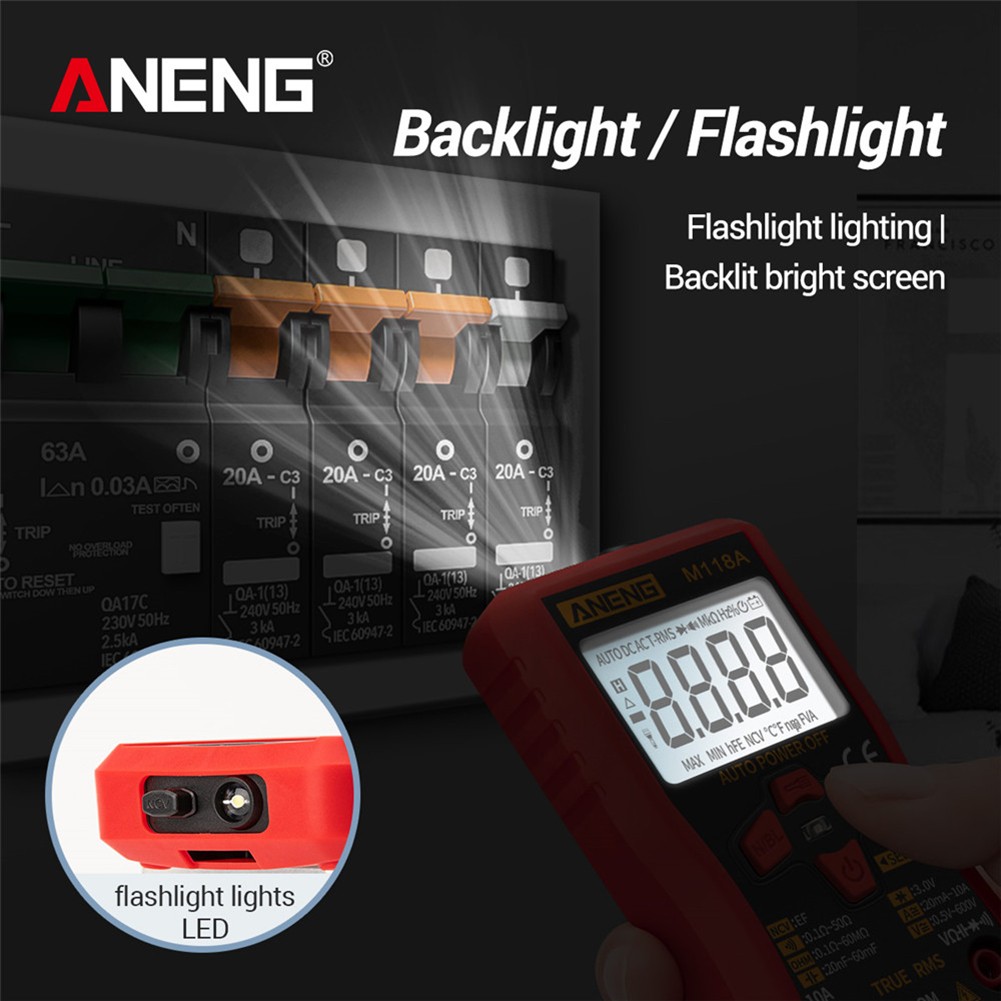 ANENG M118A الخلفية الرقمية المتعدد عدم الاتصال مستقرة شاشة الكريستال السائل أدوات القياس الذكية السيارات المدى الفولتميتر أداة رقمية
