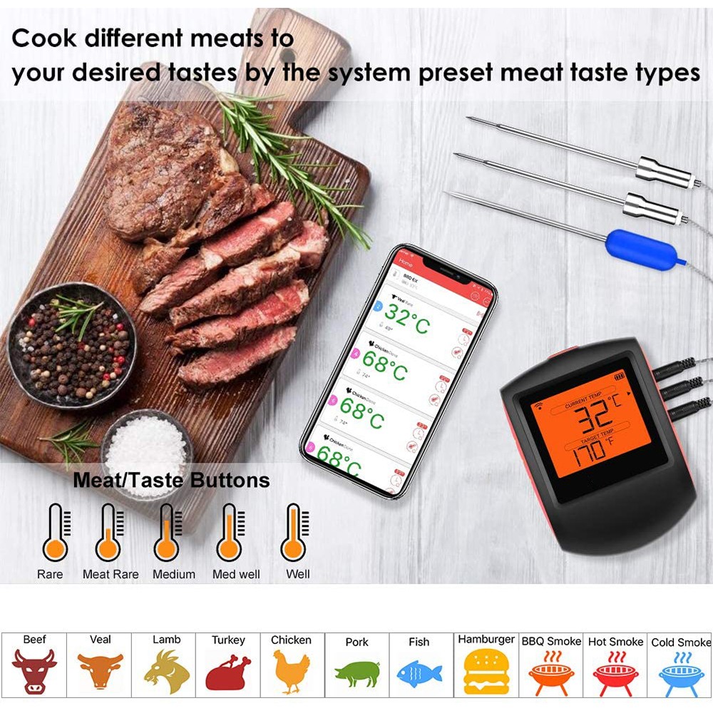 AidMax Pro08 Digital BBQ Thermometer for Meat Water Milk Cooking Food Probe Kitchen Tools Electronic Oven