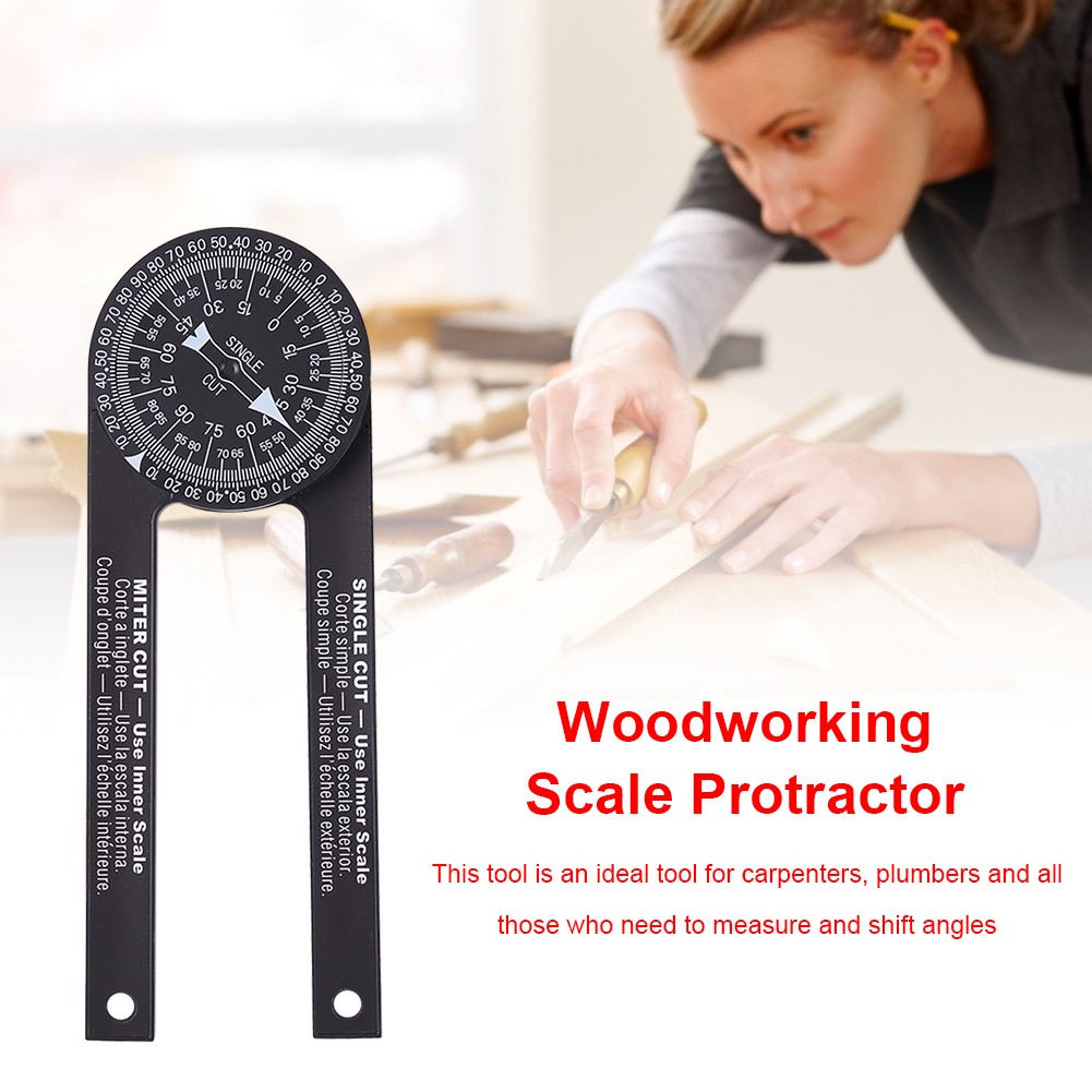 Woodworking Scale Mitre Saw Protractor Angle Level with Marking Pencil Carpenter Angle Finder Measuring Ruler Meter Gauge Tools