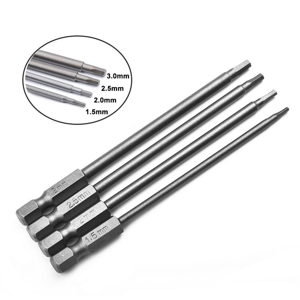 1/4pcs 100mm Hex Magnetic Screwdriver Bit Set Drill Bit Screwdriver Bit 1/4 Inch Hex Shank 1.5/2/2.5/3mm