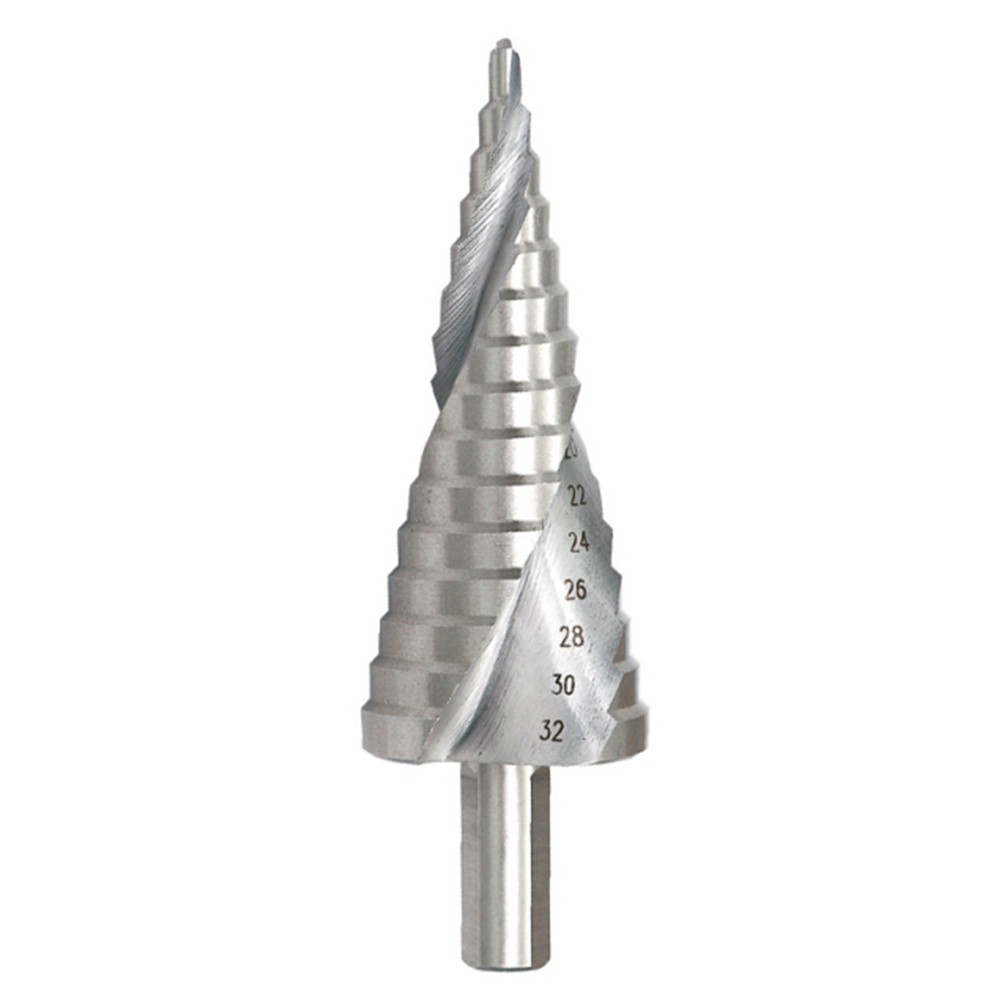 4-32mm HSS Step Cone Drill Bit Groove Spiral Hole Wood Cutting Machine Metal Drill Triangle Handle Step Drill Bit Power Tool